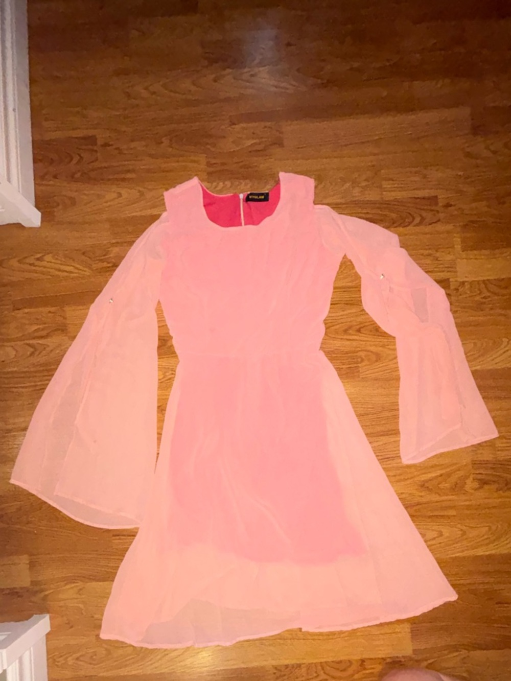 Pink Bell-Sleeve Women's Dress